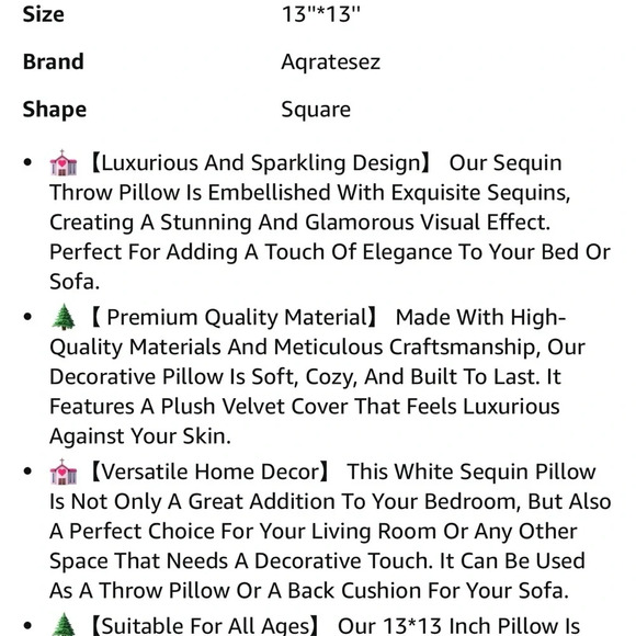 Decoration Throw Pillow Square Snowflakes Plush Pillow 13"x13" White - Picture 12 of 13